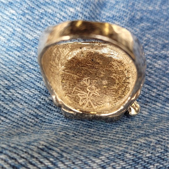 Large Carved Natural Turquoise Horse Head Sterling Silver Ring, Size: 10.5 - Picture 5 of 6